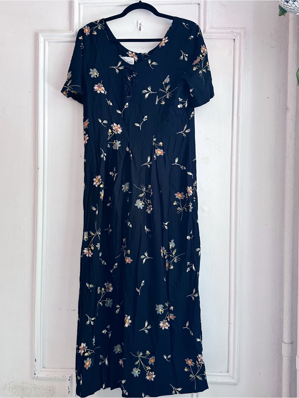 Vintage Debra Martin Jumpsuit Romper black floral medium 80s 90s maxi